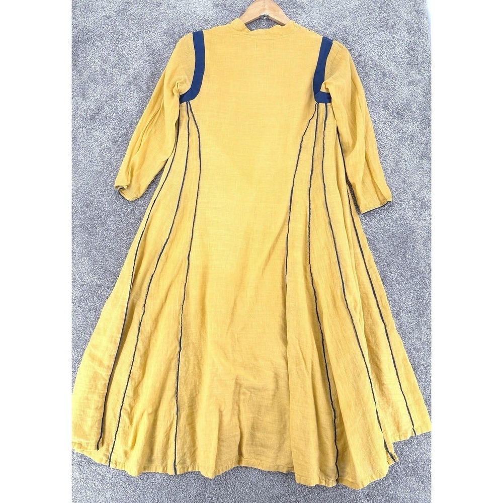 Rentiyo Handwoven Khadi Cotton Anarkali Yellow A-Line Kurta Size XS - Picture 6 of 8